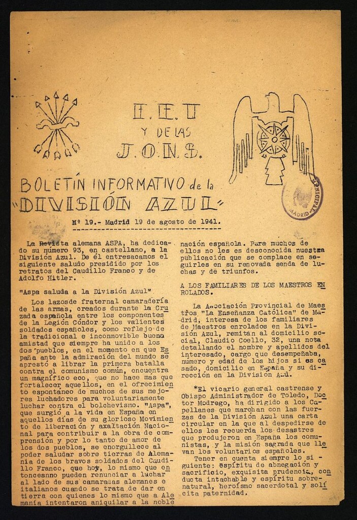 Miniatura de Boletin Informativo de la Division Azul del 19 de agosto de 1941, nº 19