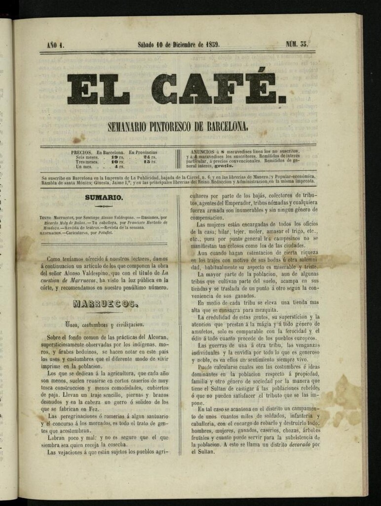 Miniatura de El Café : semanario enciclopédico ilustrado del 10 de diciembre de 1859, nº 35