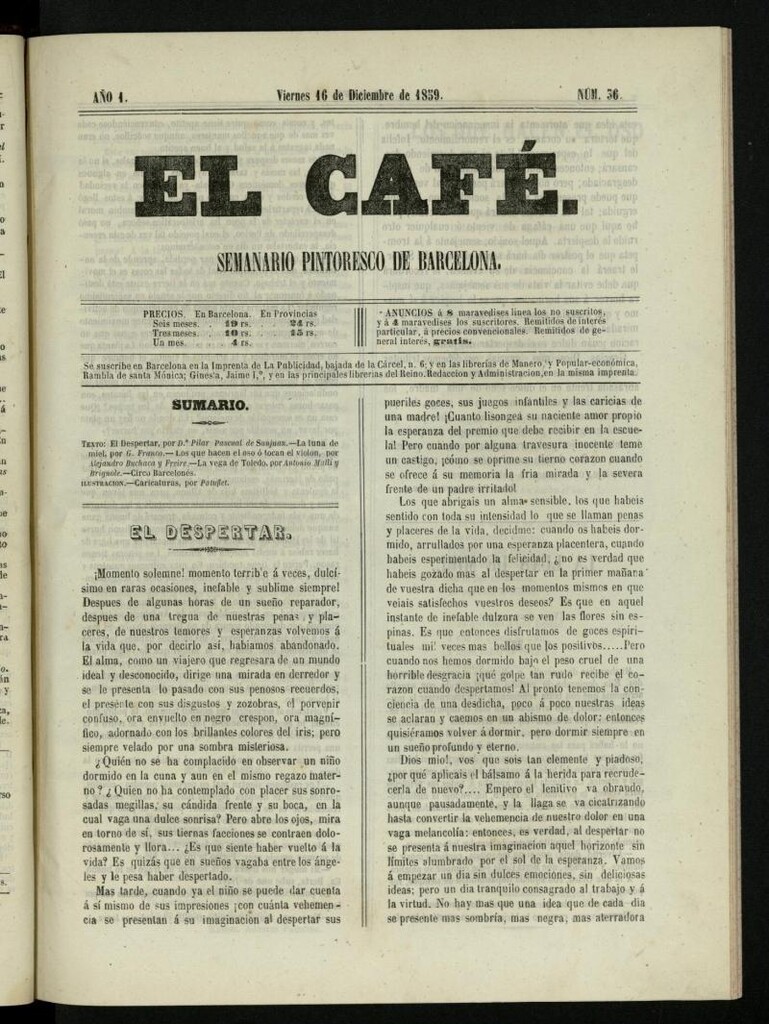Miniatura de El Café : semanario enciclopédico ilustrado del 16 de diciembre de 1859, nº 36