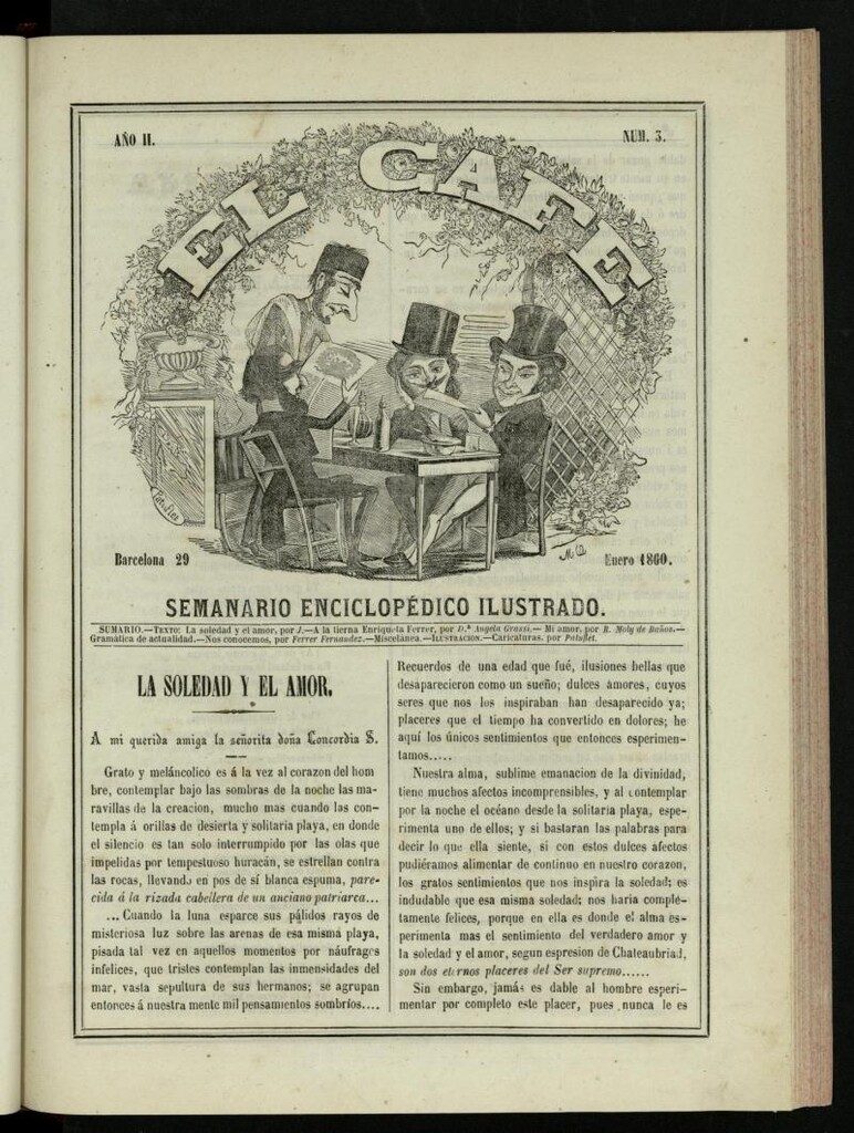 Miniatura de El Café : semanario enciclopédico ilustrado del 29 de enero de 1860, nº 3