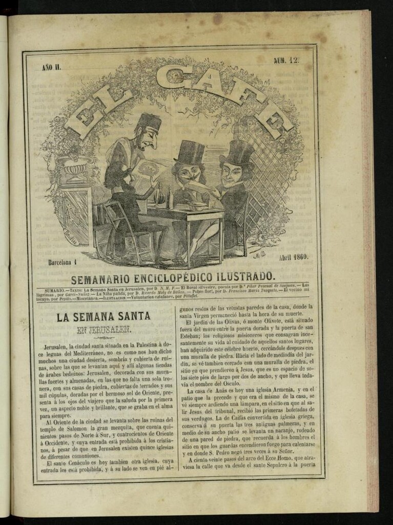 Miniatura de El Café : semanario enciclopédico ilustrado del 1 de abril de 1860, nº 12