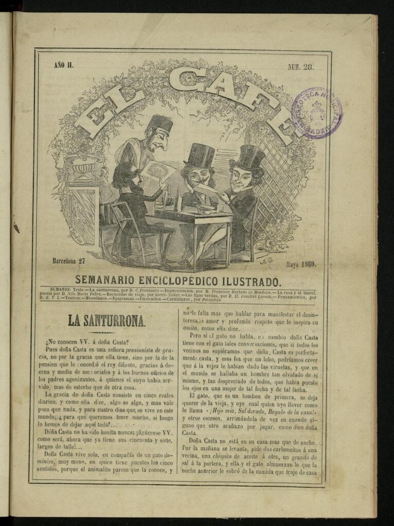 Miniatura de El Café : semanario enciclopédico ilustrado del 27 de mayo de 1860, nº 20