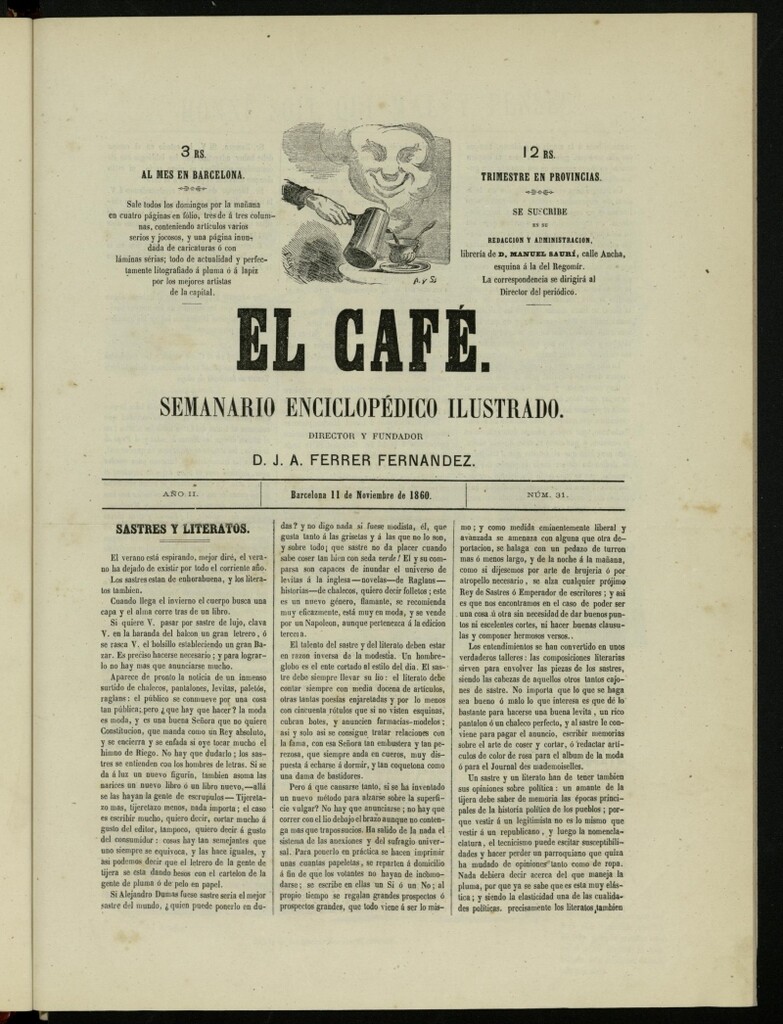 Miniatura de El Café : semanario enciclopédico ilustrado del 11 de noviembre de 1860, nº 31