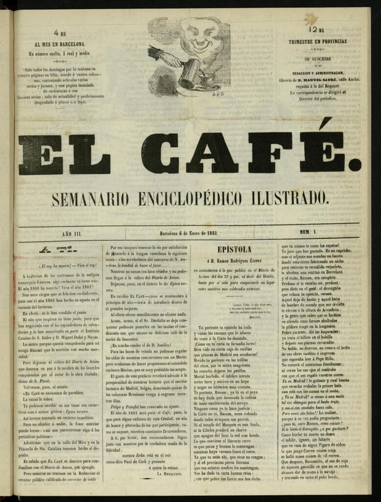 Miniatura de El Café : semanario enciclopédico ilustrado del 6 de enero de 1861, nº 1