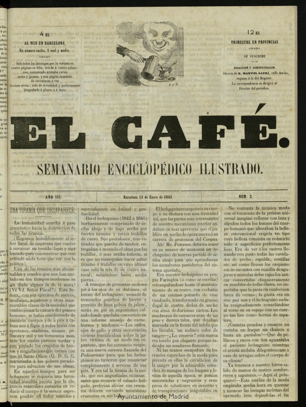 Miniatura de El Café : semanario enciclopédico ilustrado del 13 de enero de 1861, nº 2