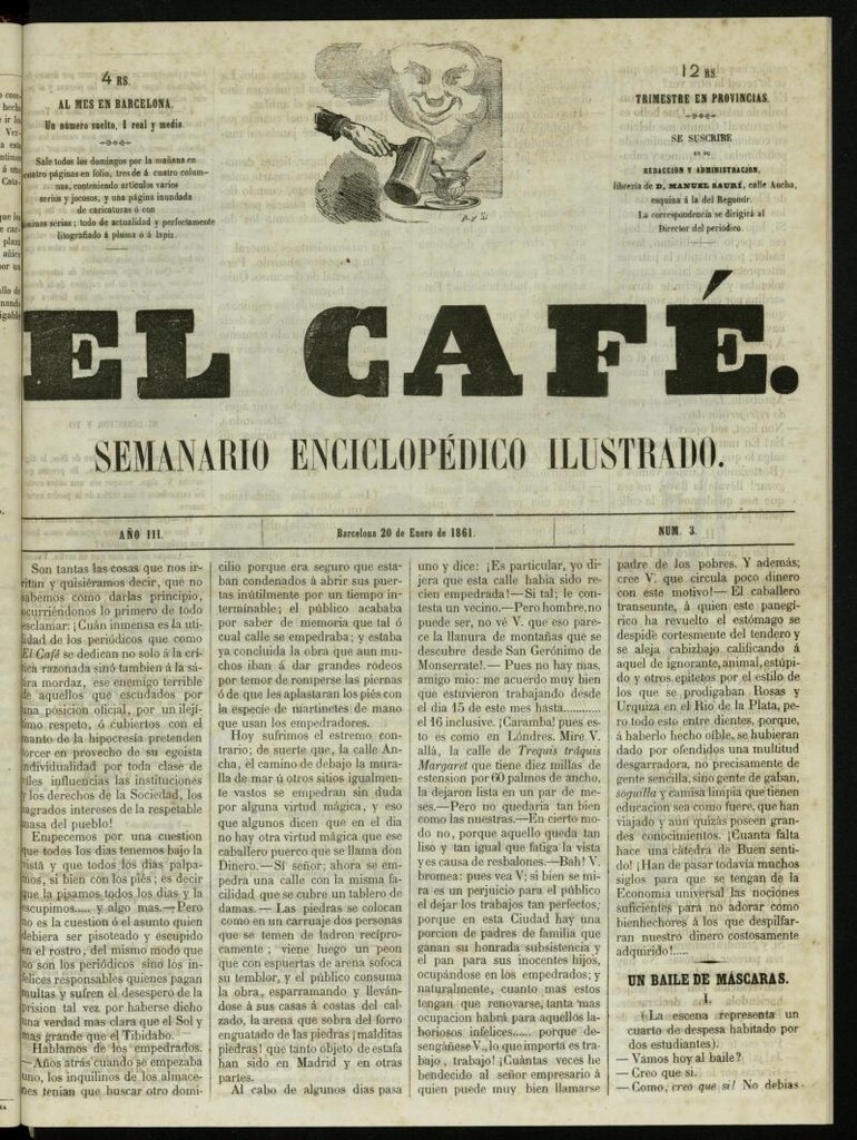 Miniatura de El Café : semanario enciclopédico ilustrado del 20 de enero de 1861, nº 3