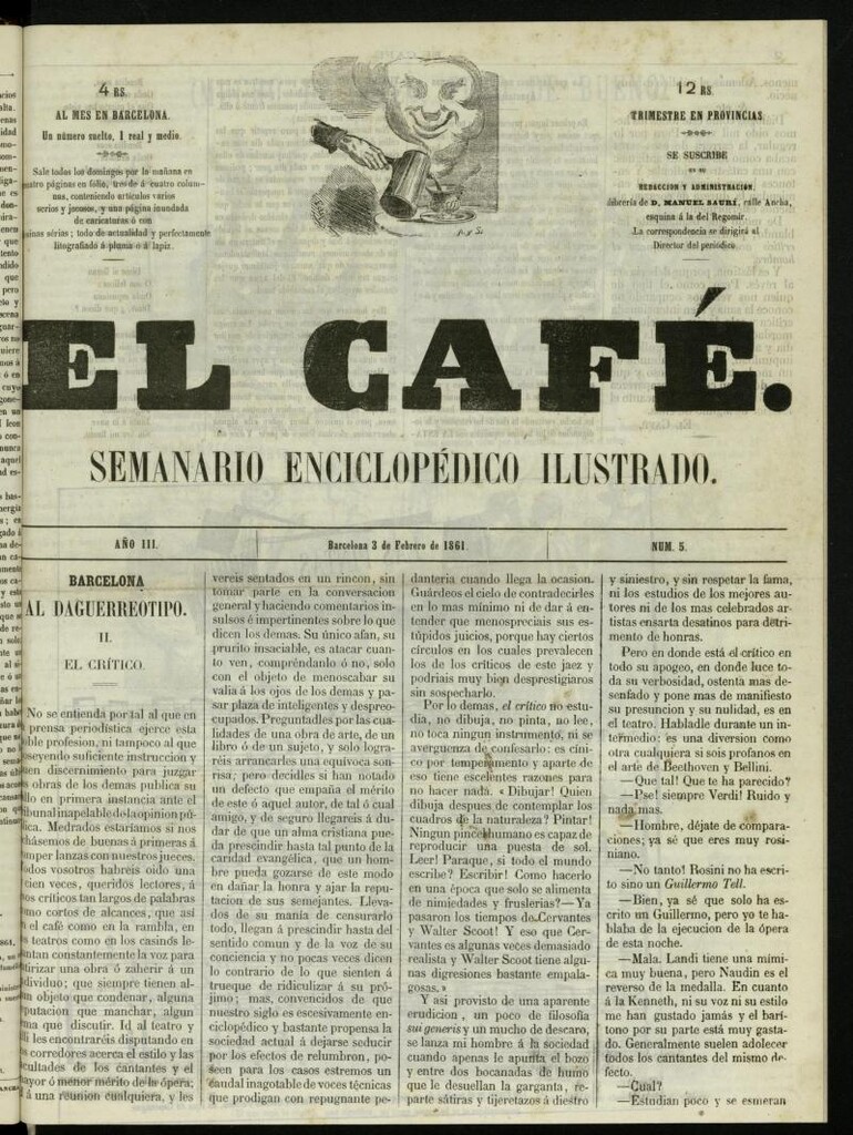 Miniatura de El Café : semanario enciclopédico ilustrado del 3 de febrero de 1861, nº 5