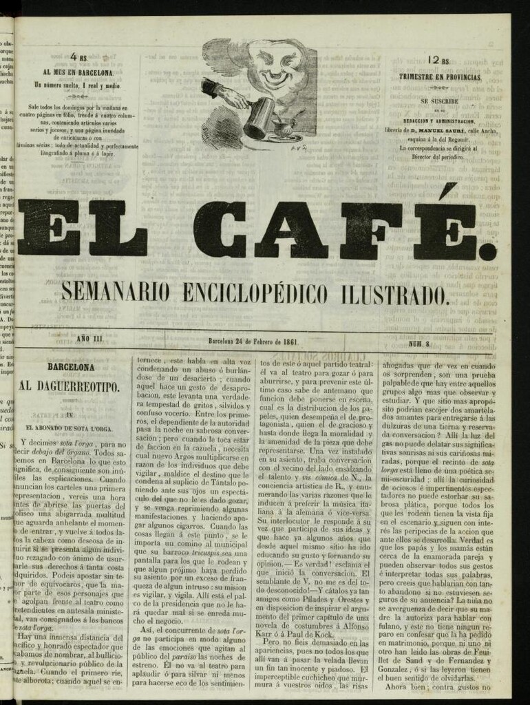 Miniatura de El Café : semanario enciclopédico ilustrado del 24 de febrero de 1861, nº 8