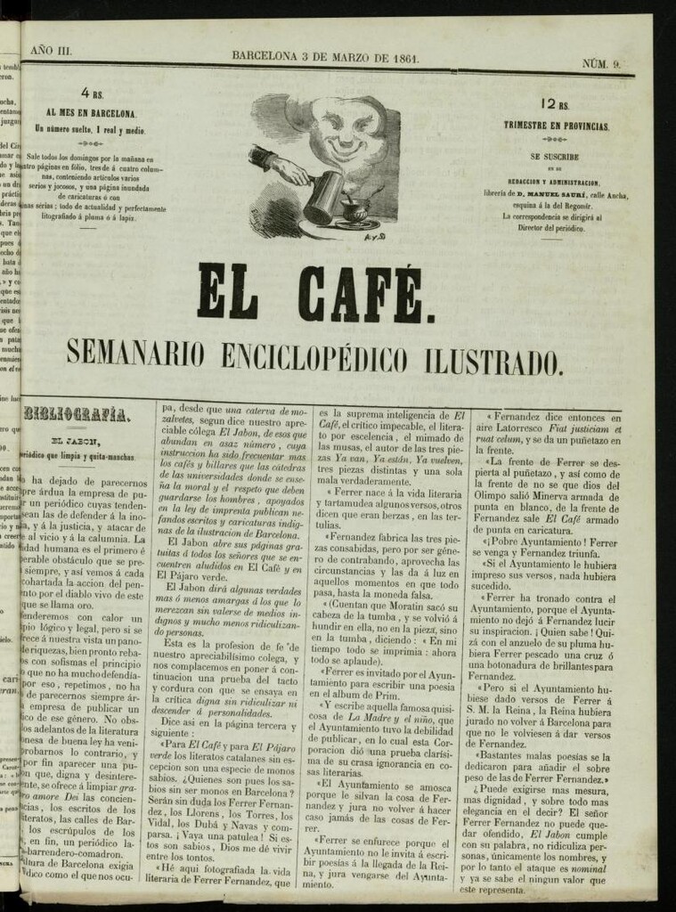 Miniatura de El Café : semanario enciclopédico ilustrado del 3 de marzo de 1861, nº 9