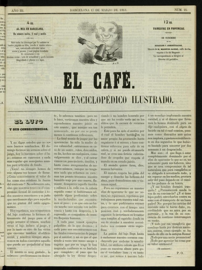 Miniatura de El Café : semanario enciclopédico ilustrado del 17 de marzo de 1861, nº 11