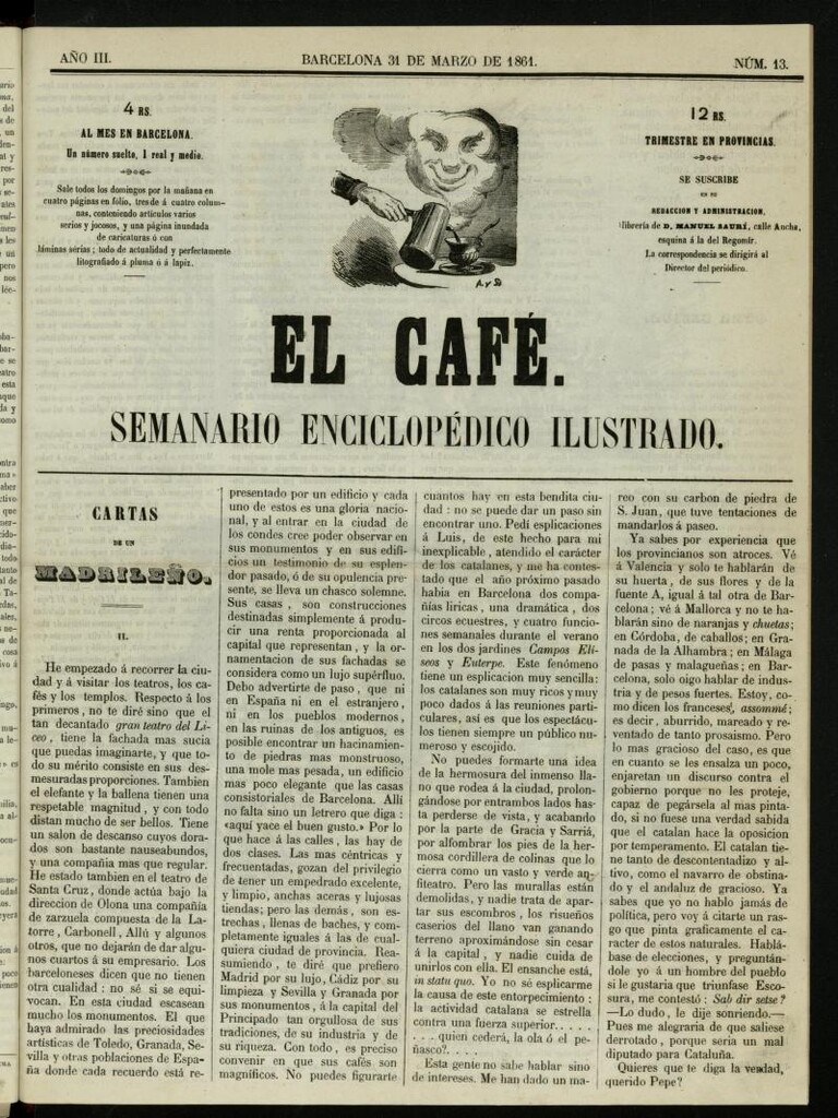 Miniatura de El Café : semanario enciclopédico ilustrado del 31 de marzo de 1861, nº 13