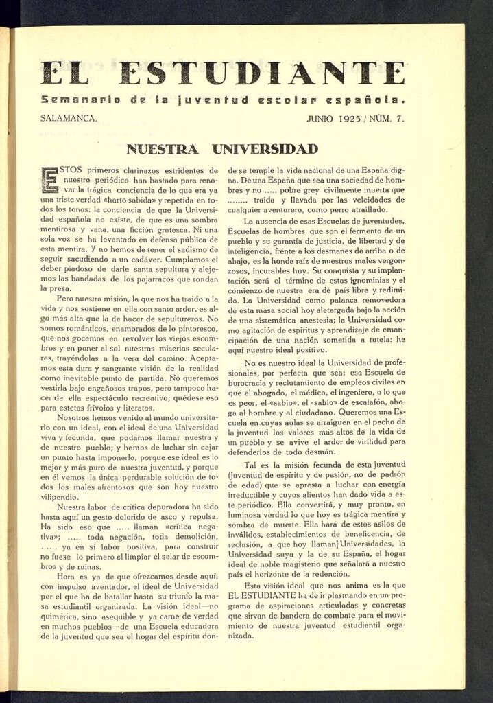 Miniatura de El Estudiante: revista de la juventud escolar española del 21 de junio de 1925, nº 7
