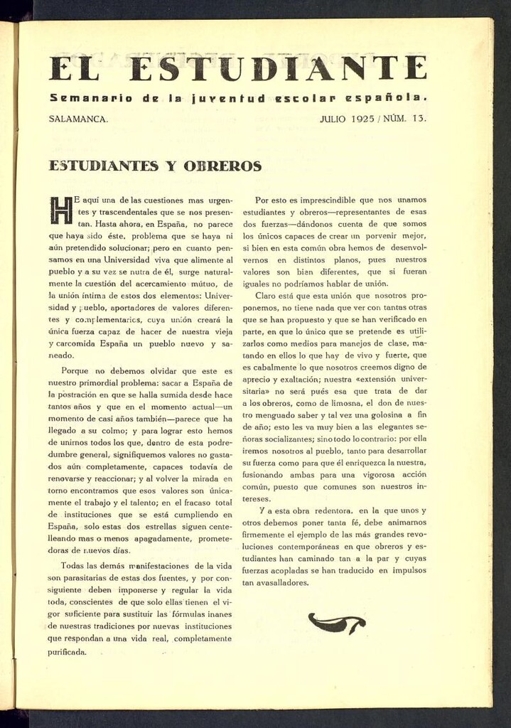 Miniatura de El Estudiante: revista de la juventud escolar española del 26 de julio de 1925, nº 13