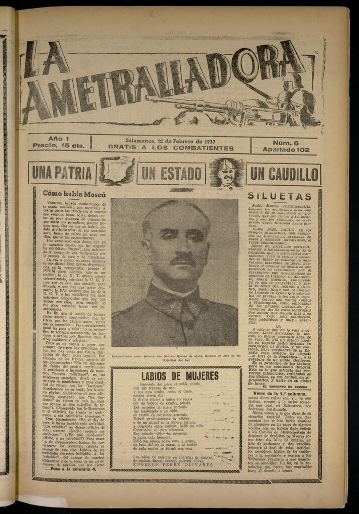 Miniatura de La Ametralladora (Salamanca) del 21 de febrero de 1937, nº 6