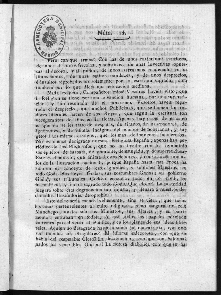 Miniatura de Guerrilleros por la Religión, la Patria, y el Rey, o diario-polémico-religioso de La Coruña. Número 12