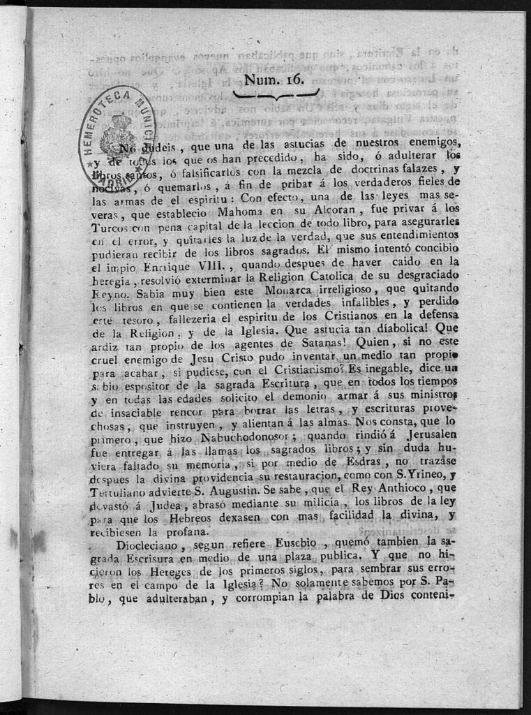 Miniatura de Guerrilleros por la Religión, la Patria, y el Rey, o diario-polémico-religioso de La Coruña. Número 16