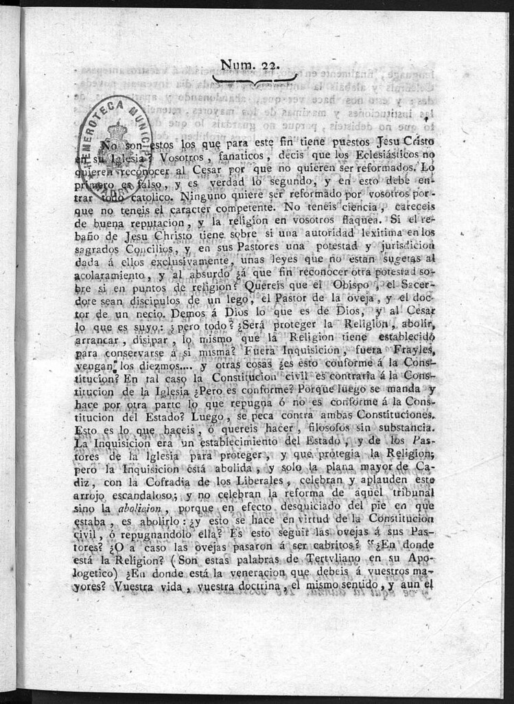 Miniatura de Guerrilleros por la Religión, la Patria, y el Rey, o diario-polémico-religioso de La Coruña. Número 22