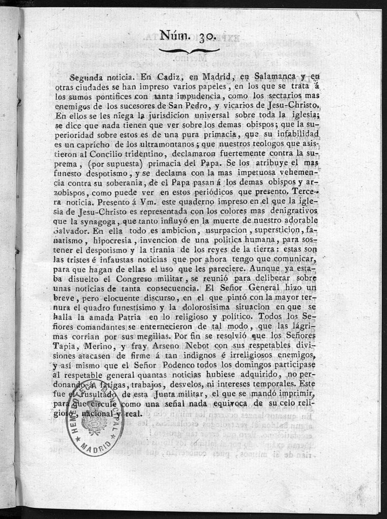 Miniatura de Guerrilleros por la Religión, la Patria, y el Rey, o diario-polémico-religioso de La Coruña. Número 30