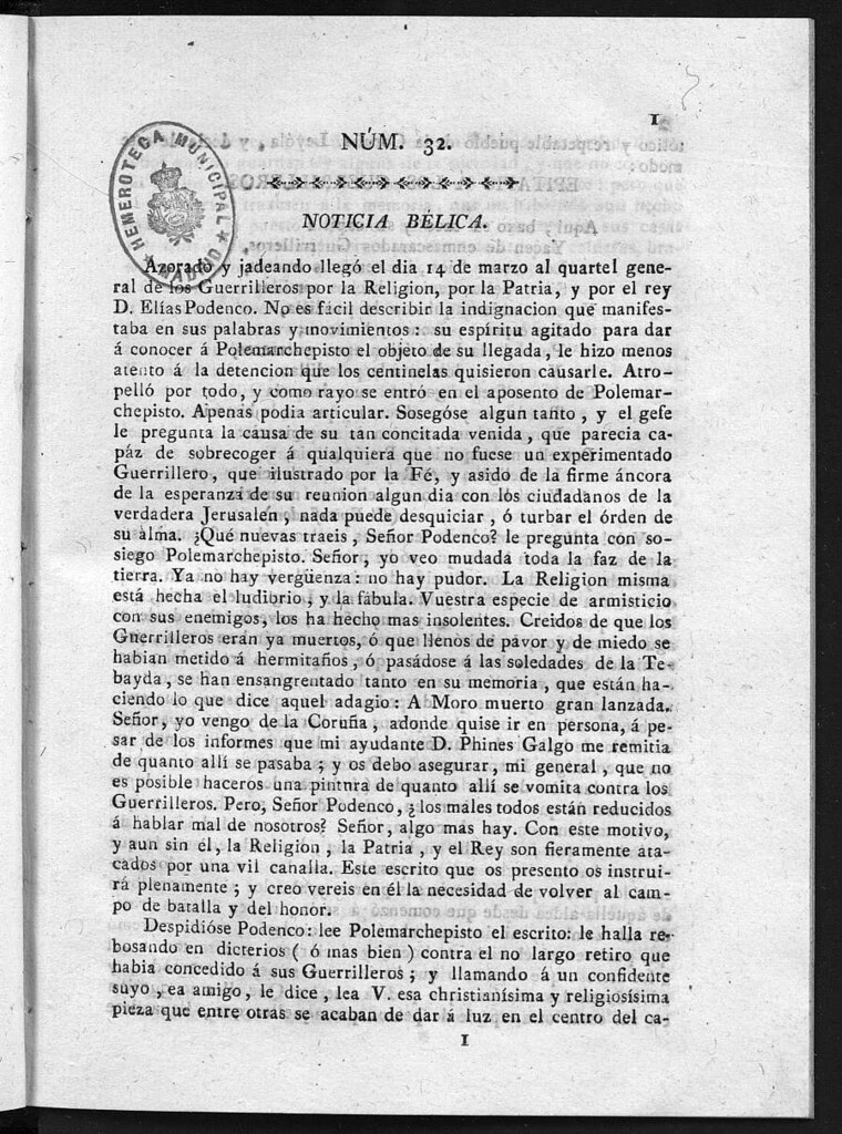 Miniatura de Guerrilleros por la Religión, la Patria, y el Rey, o diario-polémico-religioso de La Coruña. Número 32