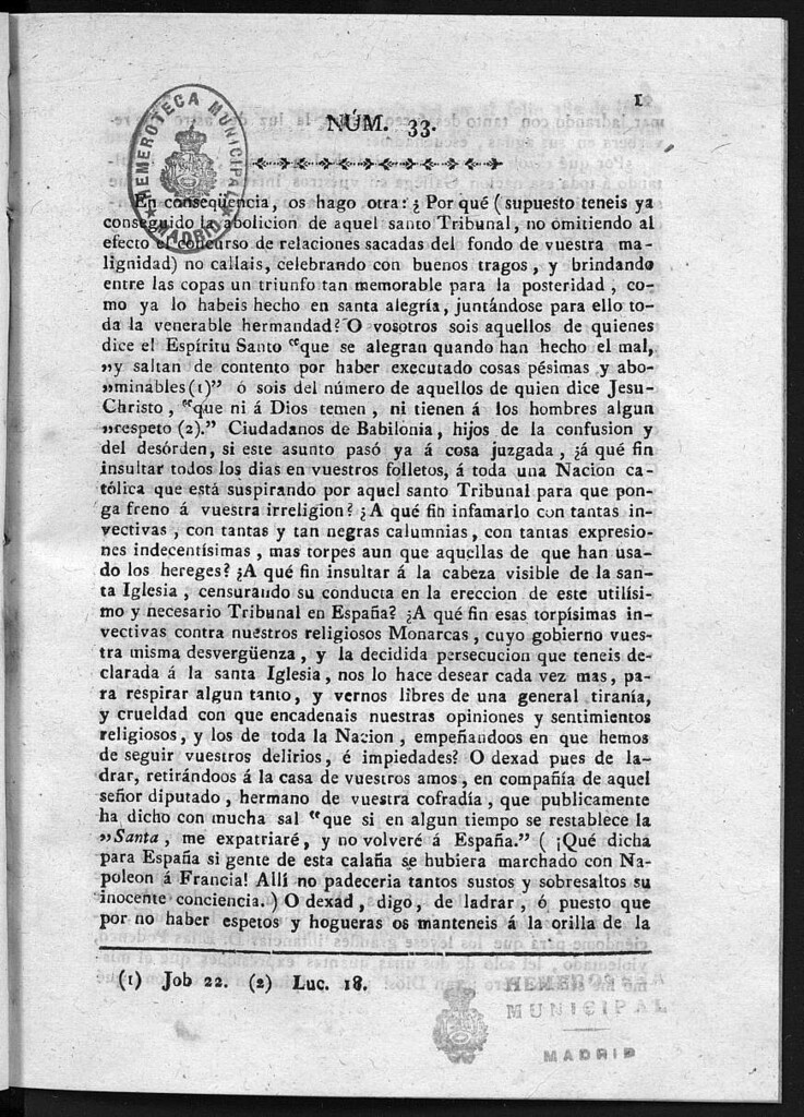 Miniatura de Guerrilleros por la Religión, la Patria, y el Rey, o diario-polémico-religioso de La Coruña. Número 33