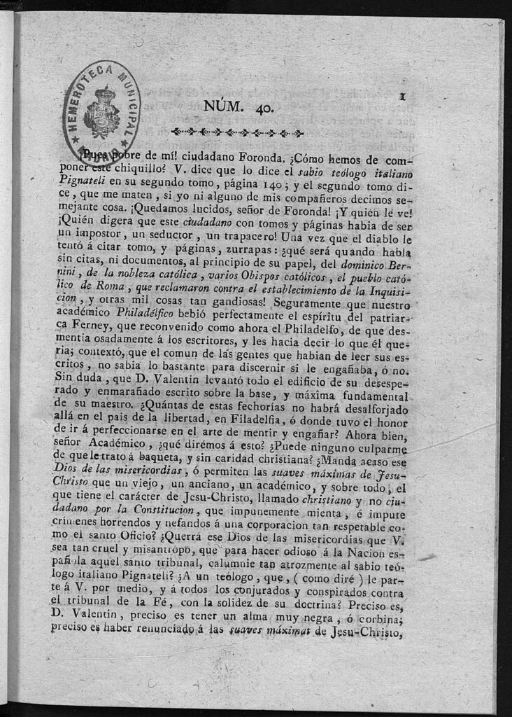 Miniatura de Guerrilleros por la Religión, la Patria, y el Rey, o diario-polémico-religioso de La Coruña. Número 40