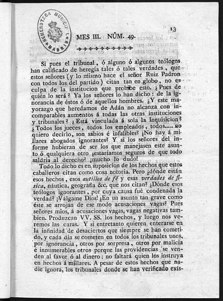 Miniatura de Guerrilleros por la Religión, la Patria, y el Rey, o diario-polémico-religioso de La Coruña. Número 49