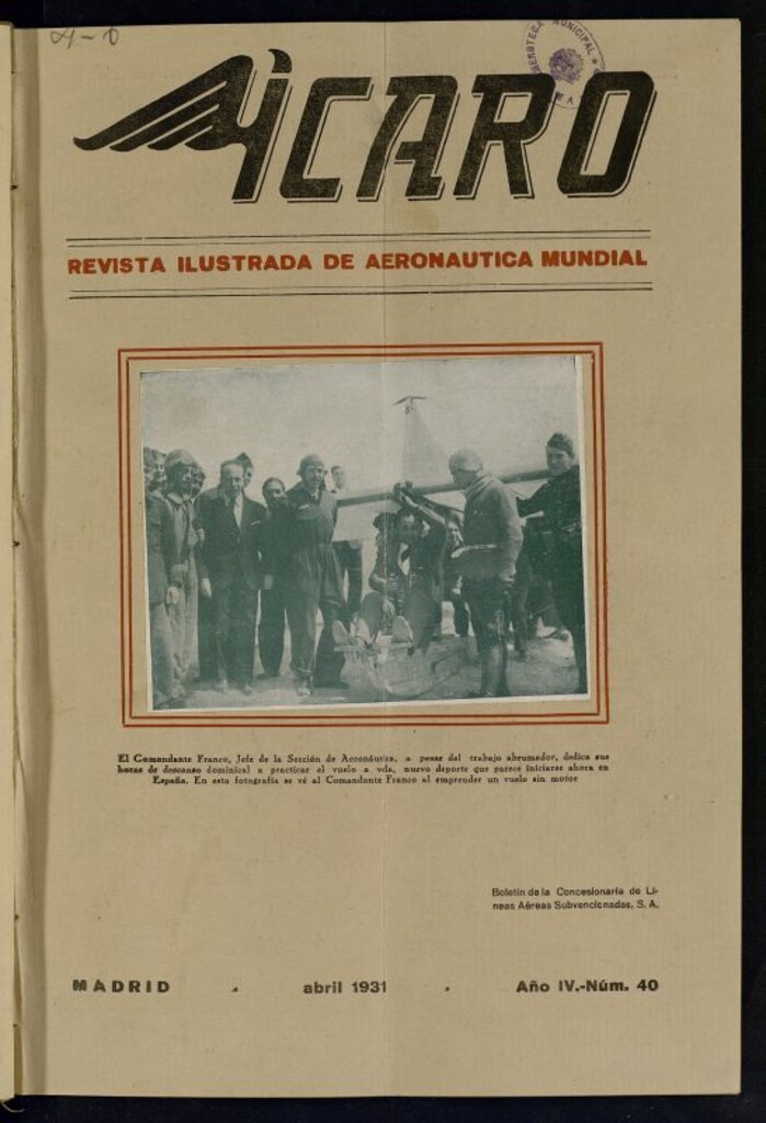 Miniatura de Ícaro: revista ilustrada de aeronáutica mundial. Abril de 1931, nº 40