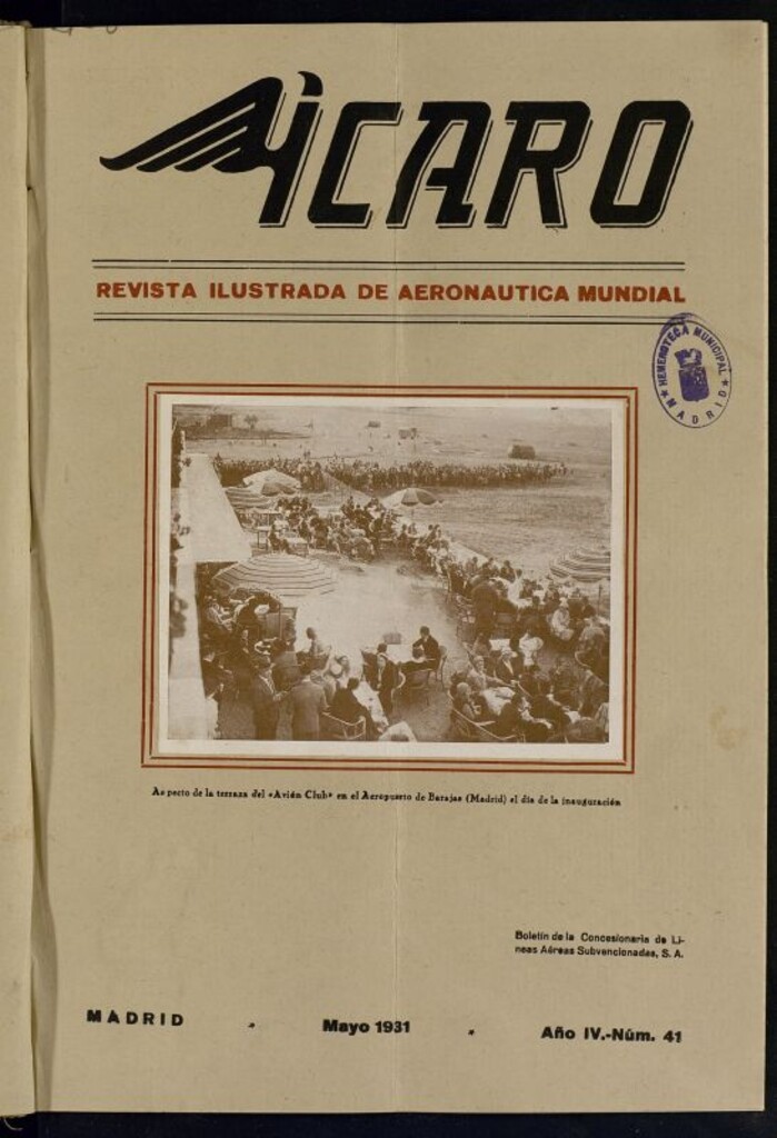 Miniatura de Ícaro: revista ilustrada de aeronáutica mundial. Mayo de 1931, nº 41