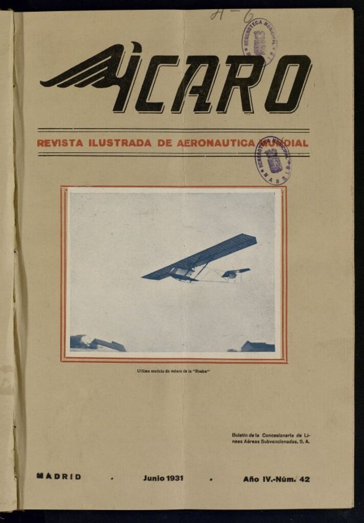 Miniatura de Ícaro: revista ilustrada de aeronáutica mundial. Junio de 1931, nº 42