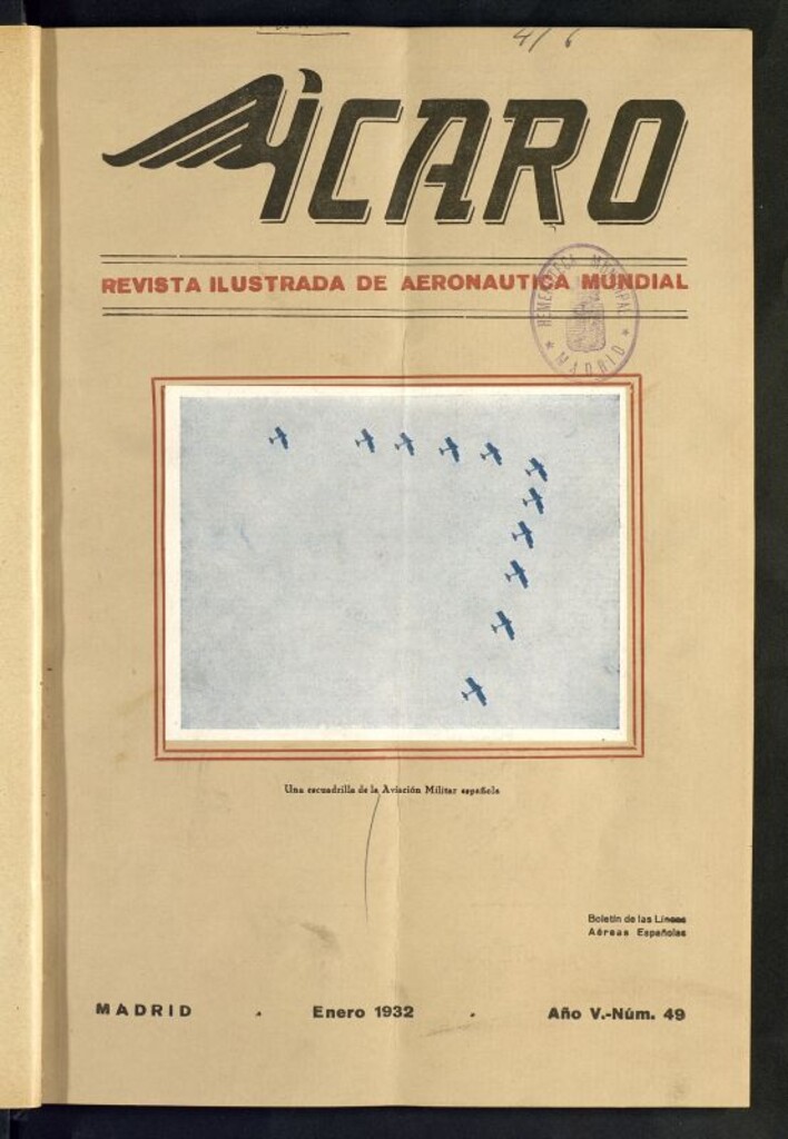 Miniatura de Icaro: revista ilustrada de aeronáutica mundial. Enero de 1932, nº 49