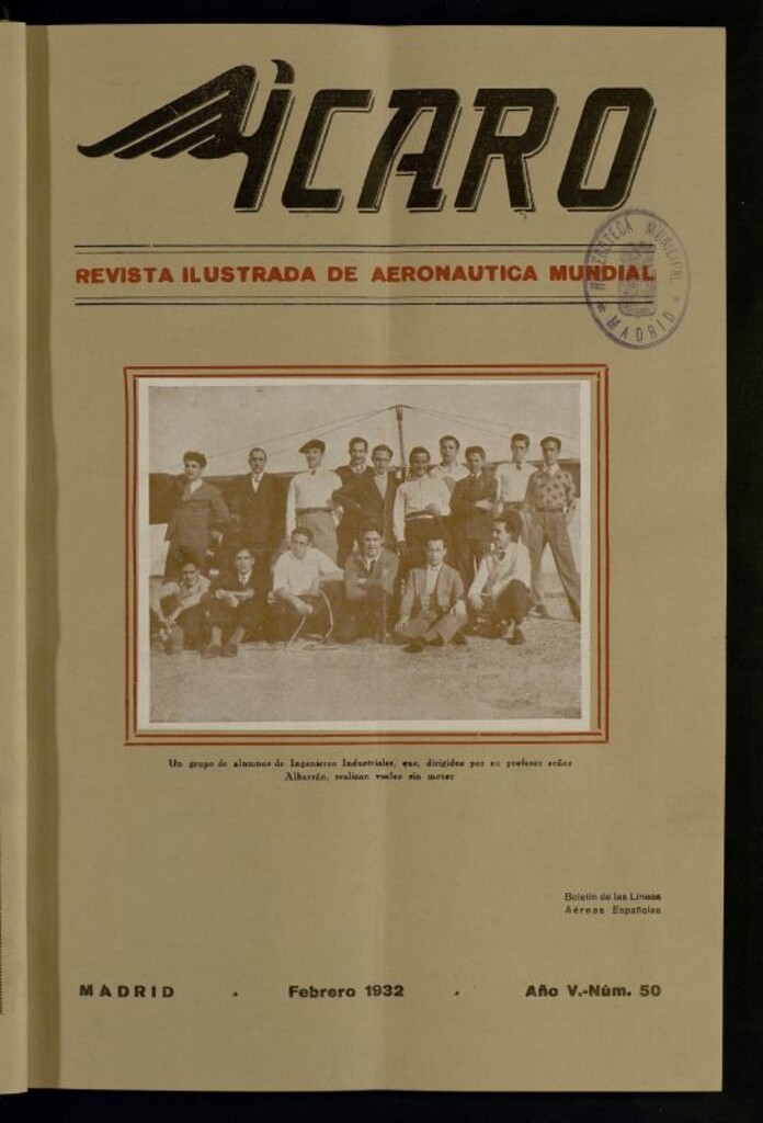 Miniatura de Ícaro: revista ilustrada de aeronáutica mundial. Febrero de 1932, nº 50