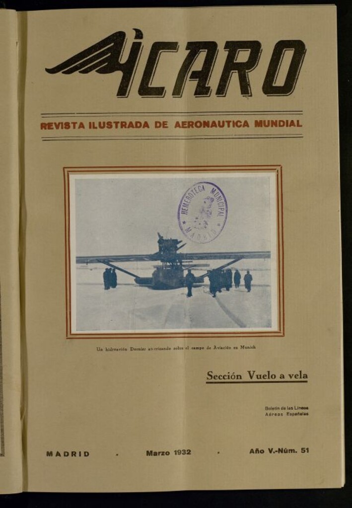 Miniatura de Ícaro: revista ilustrada de aeronáutica mundial. Marzo de 1932, nº 51