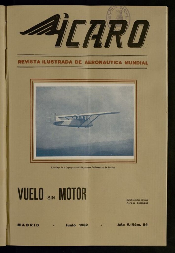 Miniatura de Ícaro: revista ilustrada de aeronáutica mundial. Junio de 1932, nº 54
