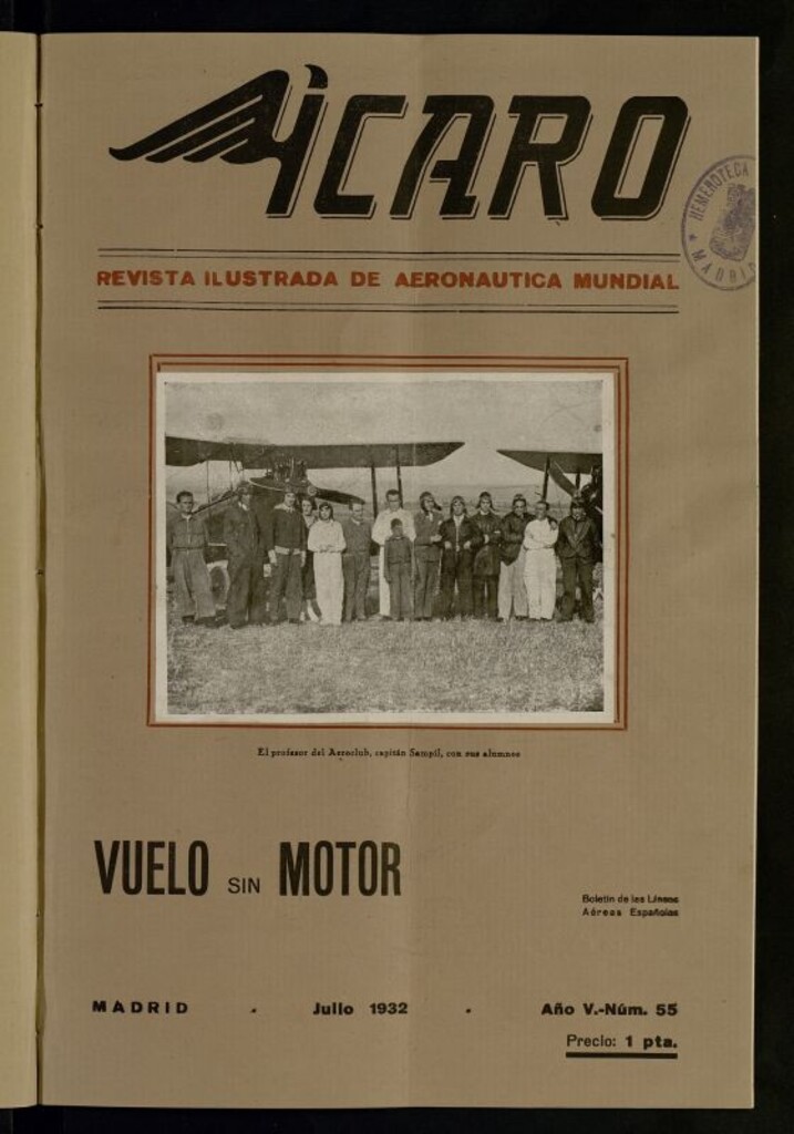 Miniatura de Ícaro: revista ilustrada de aeronáutica mundial. Julio de 1932, nº 55