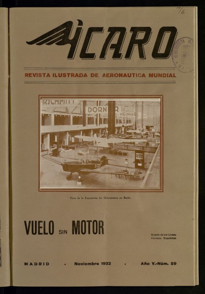 Miniatura de Ícaro: revista ilustrada de aeronáutica mundial. Noviembre de 1932, nº 59