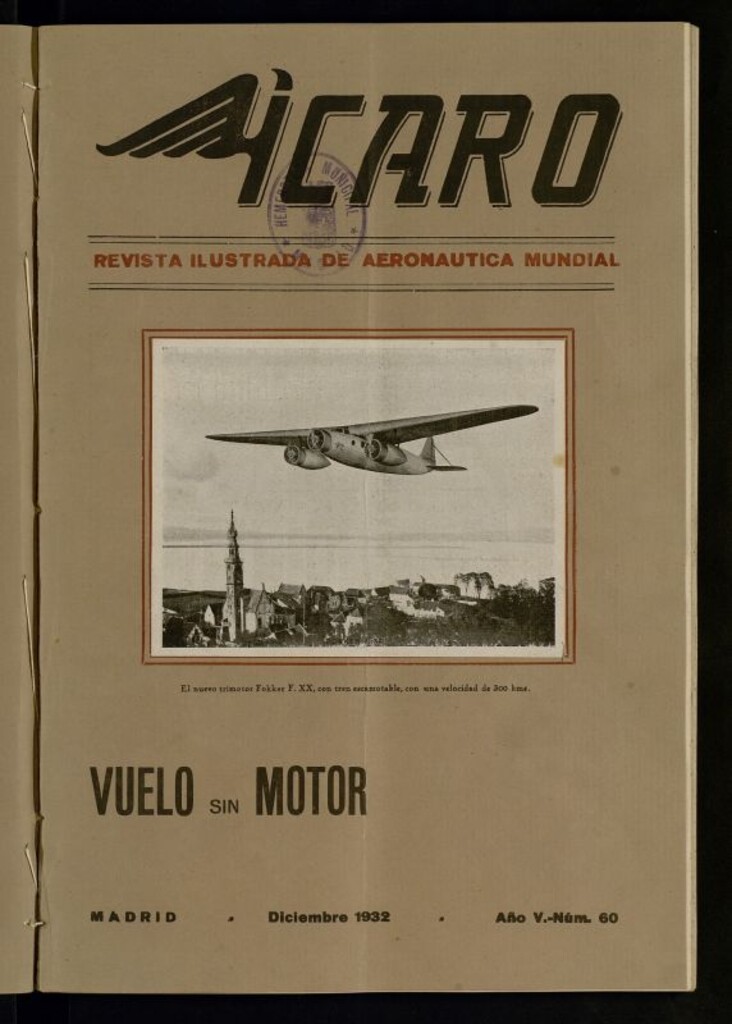 Miniatura de Ícaro: revista ilustrada de aeronáutica mundial. Diciembre de 1932, nº 60