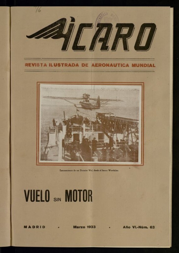 Miniatura de Ícaro: revista ilustrada de aeronáutica mundial. Marzo de 1933, nº 63