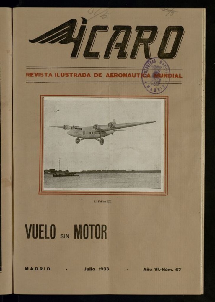 Miniatura de Ícaro: revista ilustrada de aeronáutica mundial. Julio de 1933, nº 67
