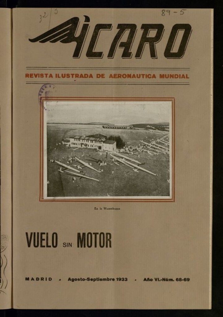 Miniatura de Ícaro: revista ilustrada de aeronáutica mundial. Agosto y septiembre de 1933, nº 68 - 69