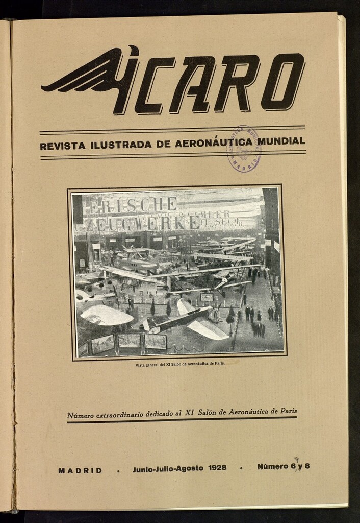 Miniatura de Ícaro: revista ilustrada de aeronáutica mundial. Junio, julio y agosto de 1928, nº 6, 7 y 8