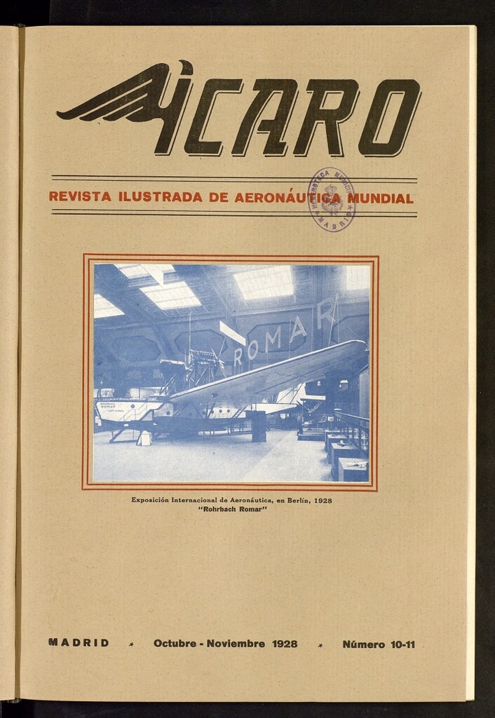 Miniatura de Ícaro: revista ilustrada de aeronáutica mundial. Octubre y noviembre de 1928, nº 10 y 11