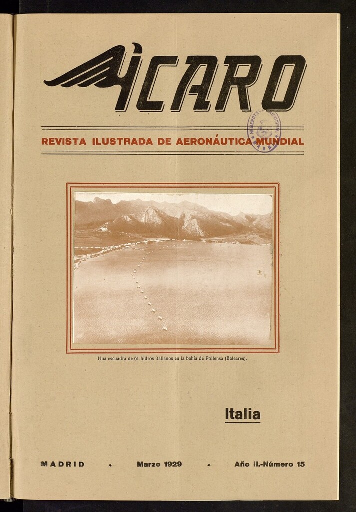 Miniatura de Ícaro: revista ilustrada de aeronáutica mundial. Marzo de 1929, nº 15