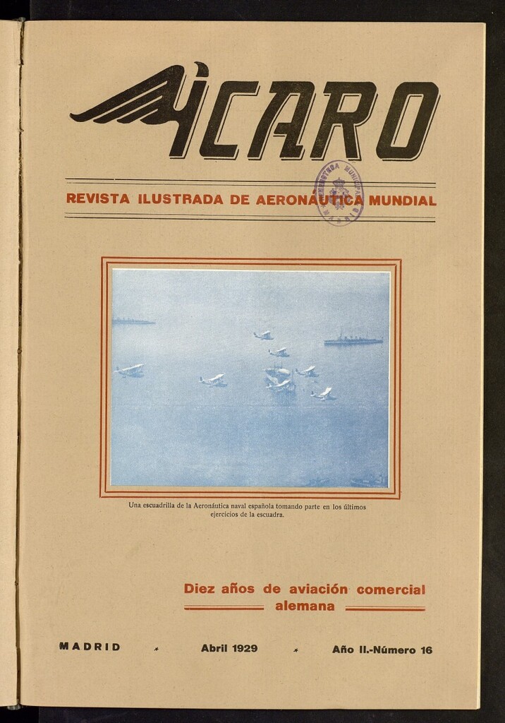 Miniatura de Ícaro: revista ilustrada de aeronáutica mundial. Abril de 1929, nº 16