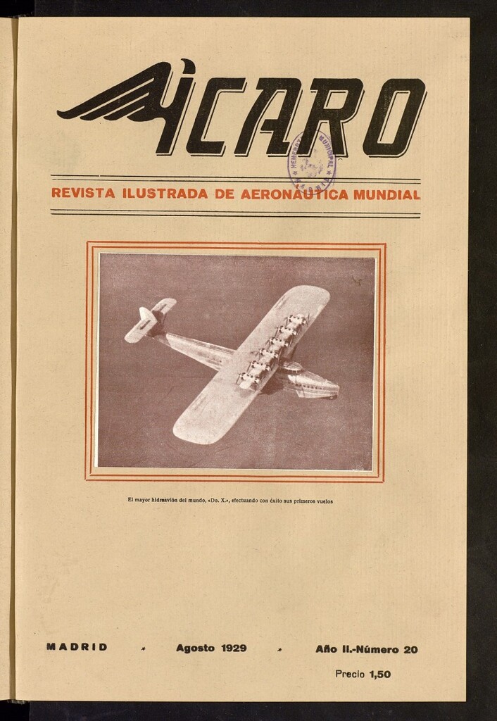 Miniatura de Ícaro: revista ilustrada de aeronáutica mundial. Agosto de 1929, nº 20