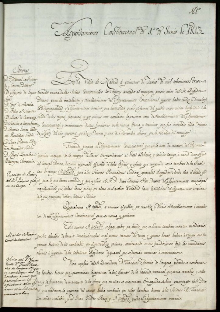 Miniatura de Libro de Acuerdos del Ayuntamiento de Madrid del 1 de Junio de 1813