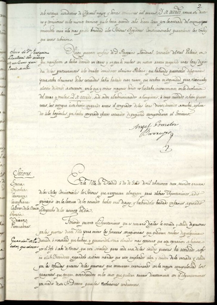 Miniatura de Libro de Acuerdos del Ayuntamiento de Madrid del 2 de junio de 1813