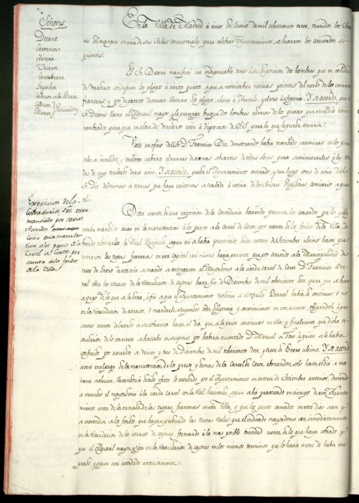 Miniatura de Libro de Acuerdos del Ayuntamiento de Madrid del 5 de junio de 1813