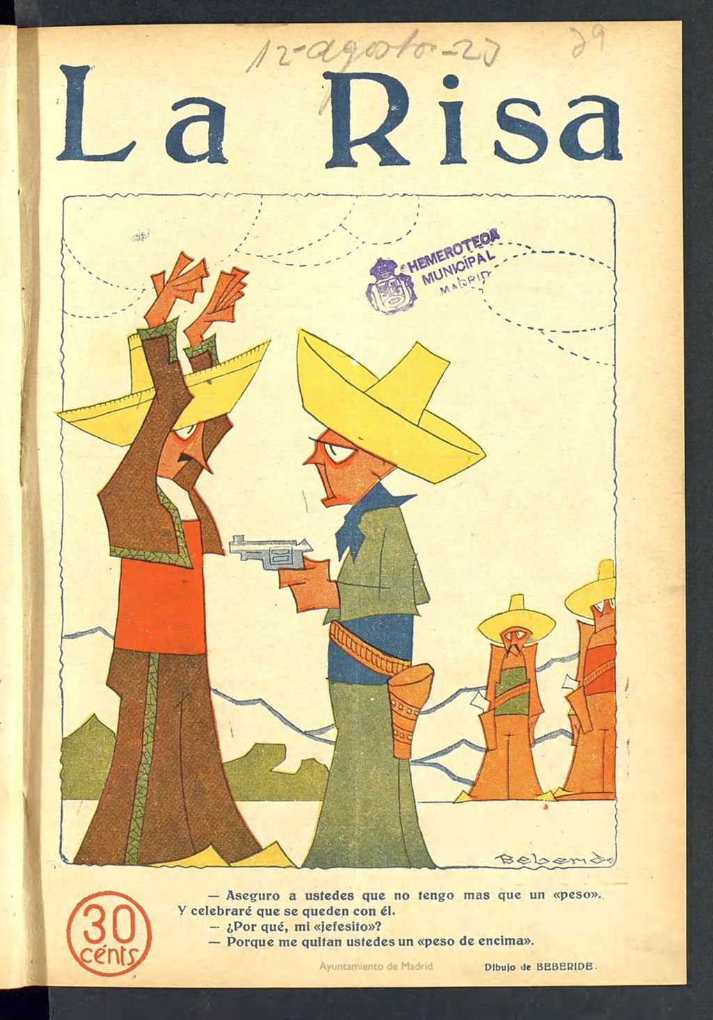 Miniatura de La Risa: semanario humoristico del 12 de agosto de 1923, nº 39