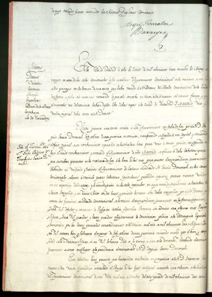 Miniatura de Libro de Acuerdos del Ayuntamiento de Madrid del 8 de Junio de 1813