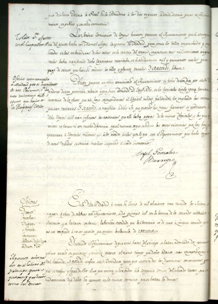 Miniatura de Libro de Acuerdos del Ayuntamiento de Madrid del 9 de Junio de 1813